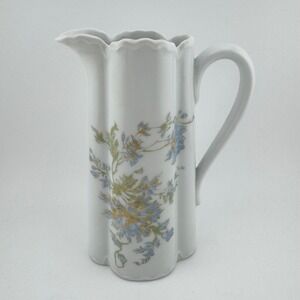 Haviland Limoges Margaux Pitcher White Blue Yellow Floral Porcelain France